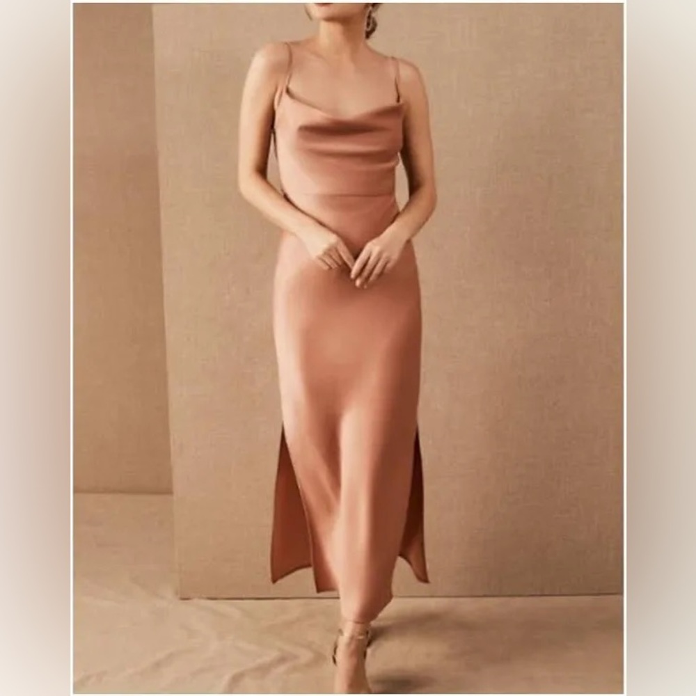 BHLDN Cali satin cowl neck dress